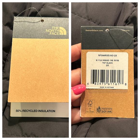 The North Face Reversible Jacket Mossbud Insulated size 1X NWT - Picture 8 of 8